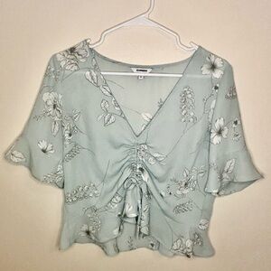 Express Light Green Floral Blouse lightweight, fits very comfortably.